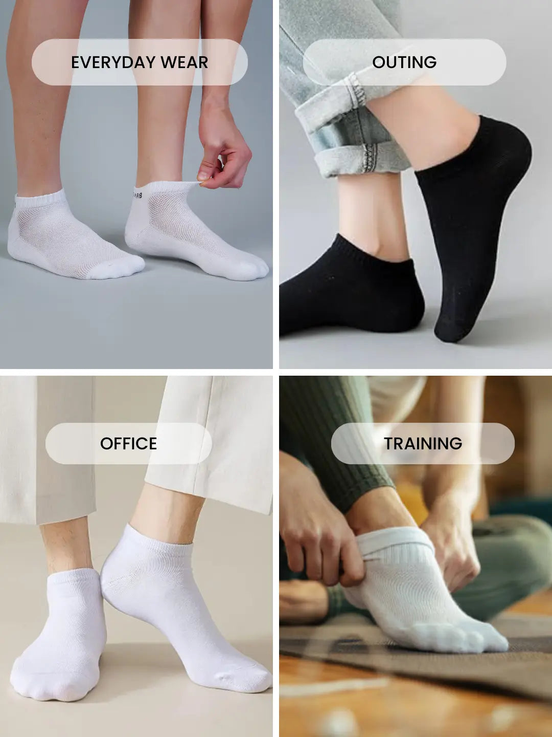 Low Ankle Socks for Men and Women Pack of 4 Pairs